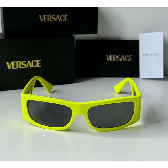 SALE! NEW Versace VE4482 Yellow Neon Shielded Sunglasses - Picture 4 of 6